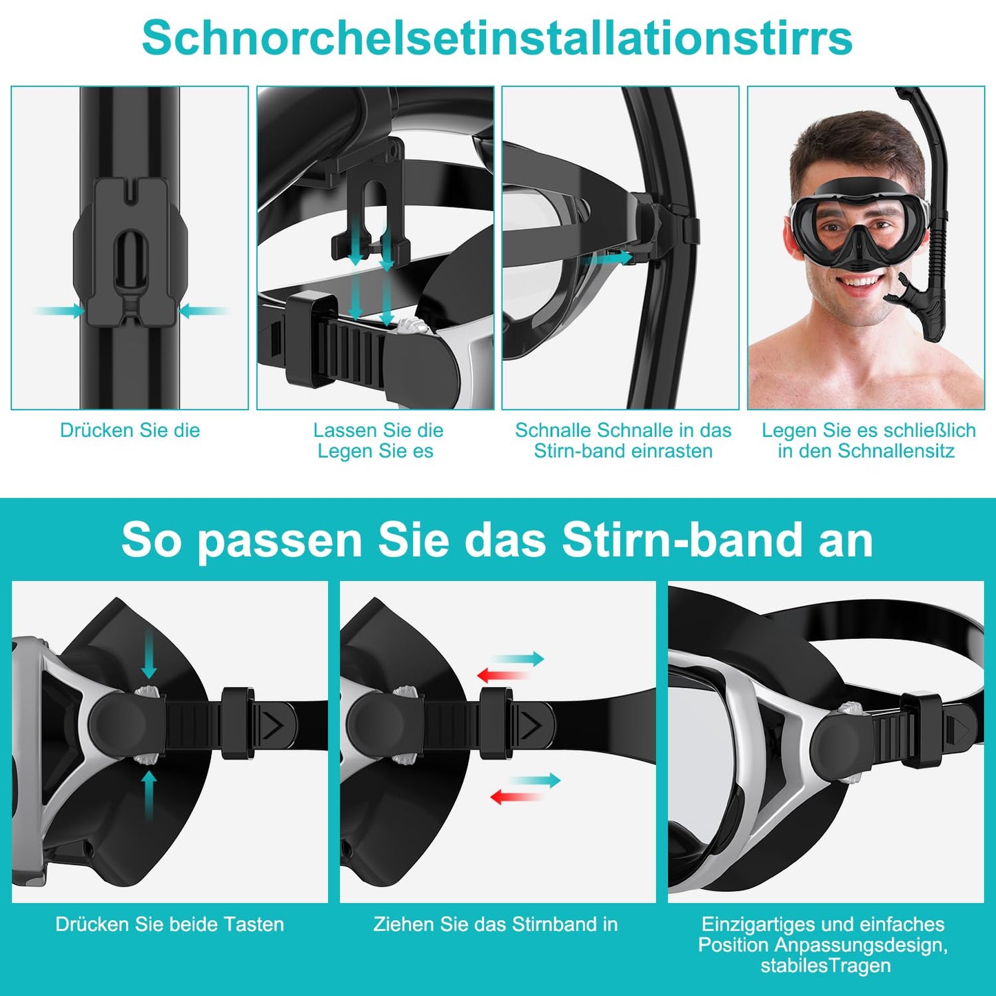 Panoramische 180° Taucherbrille für Erwachsene