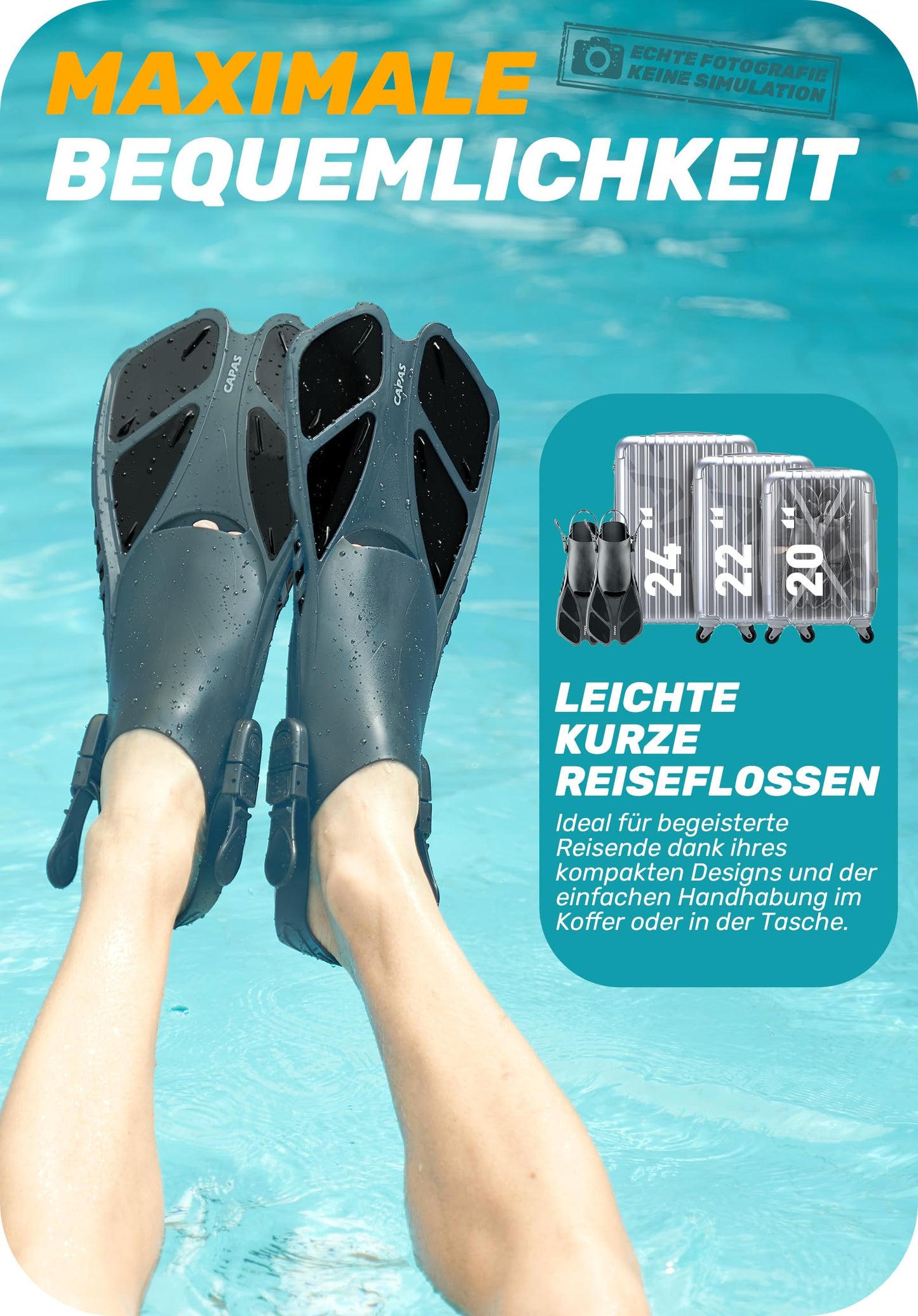 CAPAS Kurze, verstellbare Schnorchelflossen