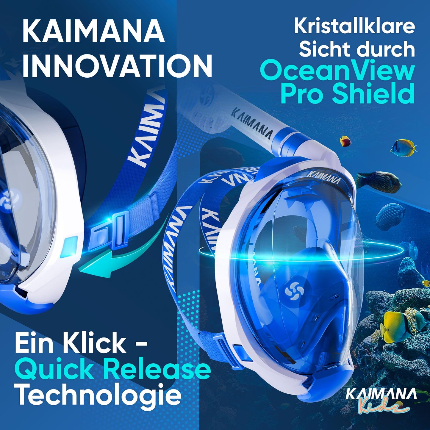 KAIMANA® CO₂-sichere Schnorchelmaske für Kinder