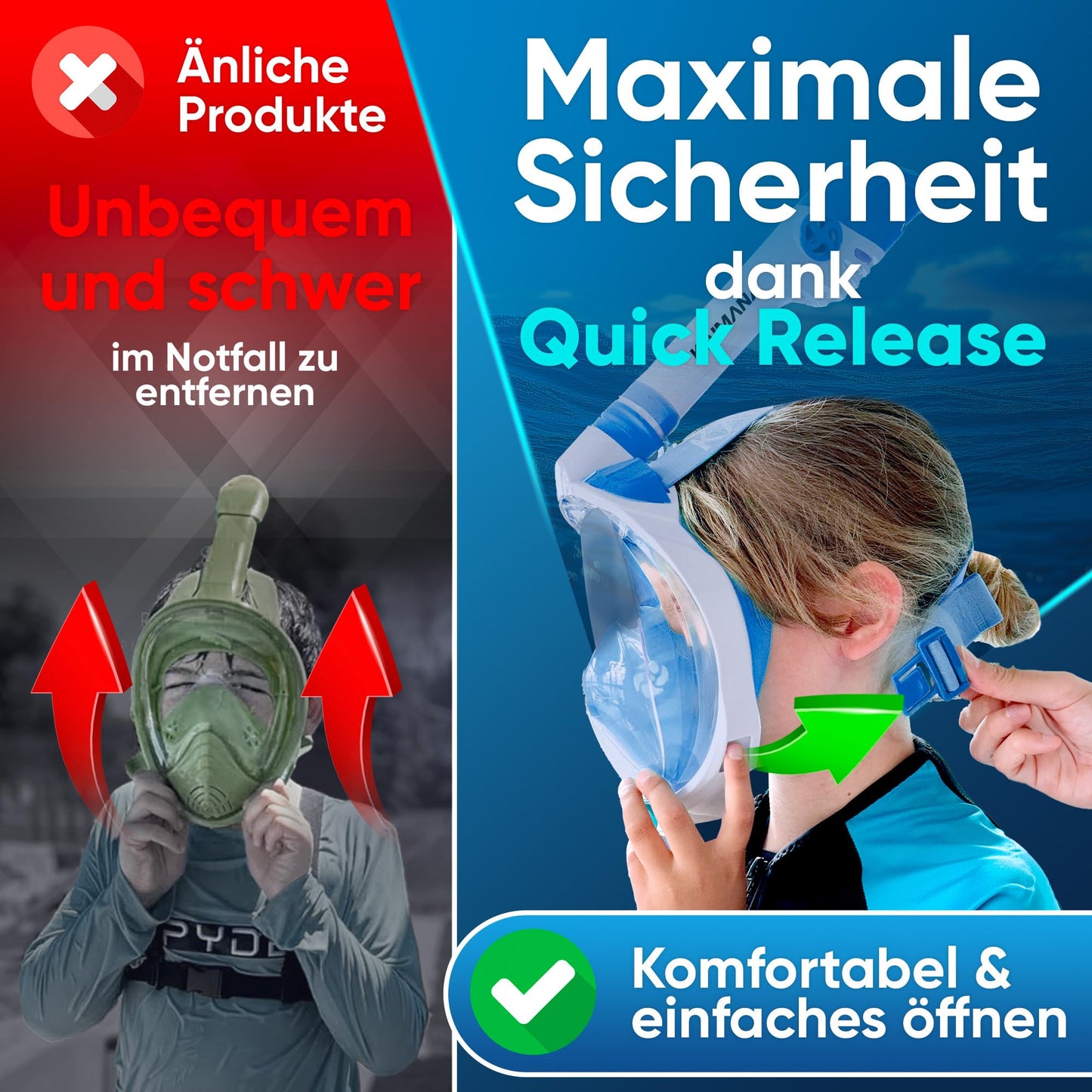 KAIMANA® CO₂-sichere Schnorchelmaske für Kinder