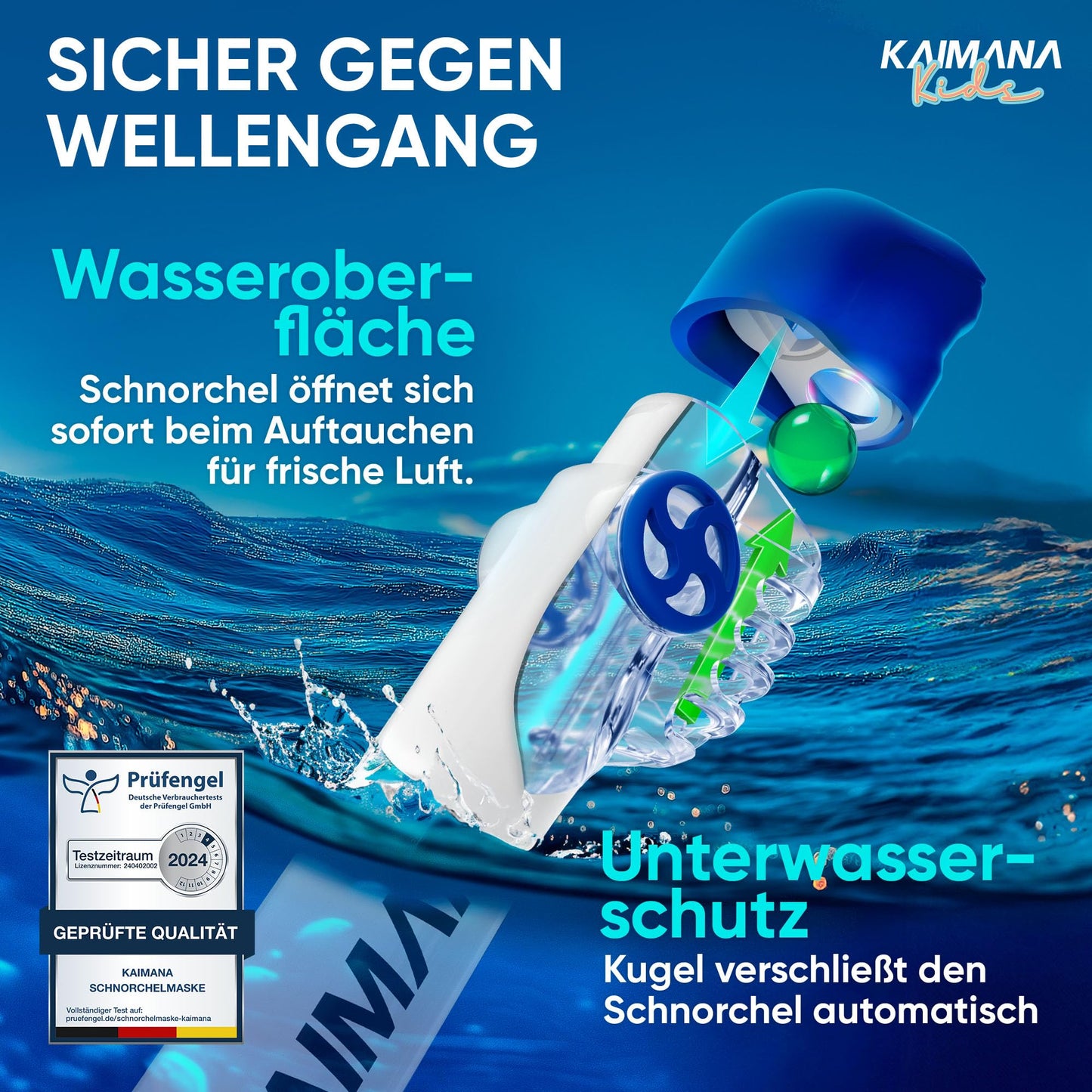 KAIMANA® CO₂-sichere Schnorchelmaske für Kinder